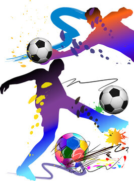 man football action soccer and brush strokes style