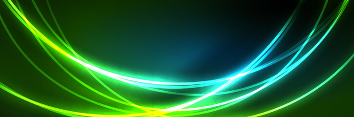 Blue neon glowing lines, magic energy space light concept, abstract background wallpaper design