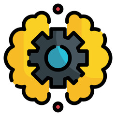 brain with gear artificial intelligence technology icon