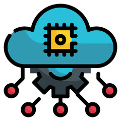 cloud with gear technology artificial intelligence icon