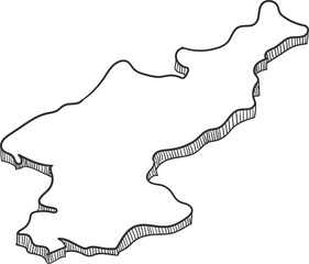 Hand Drawn of North Korea 3D Map