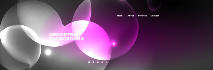 Neon glowing bubbles, circles magic energy space light concept, abstract background wallpaper design