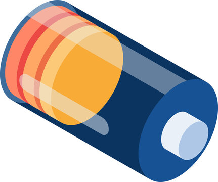 Isometric Battery With Low Power Energy Icon