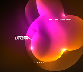 Neon glowing bubbles, circles magic energy space light concept, abstract background wallpaper design