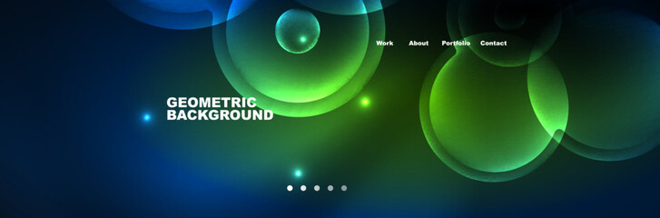 Neon glowing bubbles, circles magic energy space light concept, abstract background wallpaper design