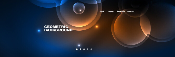 Neon glowing bubbles, circles magic energy space light concept, abstract background wallpaper design