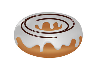 Sweet donuts with white glaze and topped with chocolate Isolated on white background