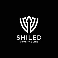 shield vector with arrow logo design concept