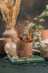 Coffee concept. Coffee splashes.