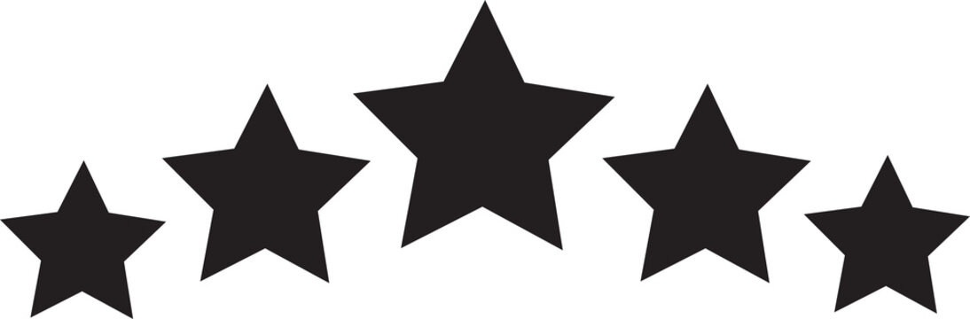 five star icon transparent background. flat style. 5 star sign. black star symbol.