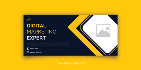 Digital marketing business agency company facebook linkdin social media cover web banner design template 