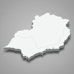 Fototapeta premium 3d isometric map Southeast Region of Brazil