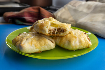Chicken Puff Pastry Pockets. puff pastry. bakery products. food concept