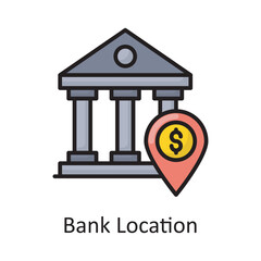 Bank Location Vector Filled Outline Icon Design illustration. Banking and Payment Symbol on White background EPS 10 File