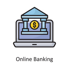 Online Banking Vector Filled Outline Icon Design illustration. Banking and Payment Symbol on White background EPS 10 File