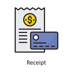 Receipt Vector Filled Outline Icon Design illustration. Banking and Payment Symbol on White background EPS 10 File