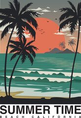 Summer-Time-Beach-Vector-nature-illustration-T-shirt-Design