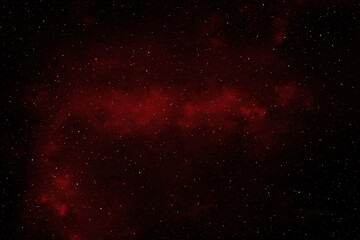 Fototapeta premium Red galaxy space with stars in heart shape. Starry night sky background. 3D photo of red night sky with stars. Concept of Valentines, Christmas, and New Year.