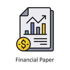 Financial Paper Vector Filled Outline Icon Design illustration. Banking and Payment Symbol on White background EPS 10 File