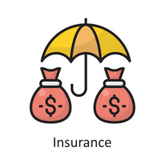 Insurance Vector Filled Outline Icon Design illustration. Banking and Payment Symbol on White background EPS 10 File