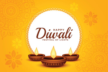 modern style diwali festival banner with oil diya design