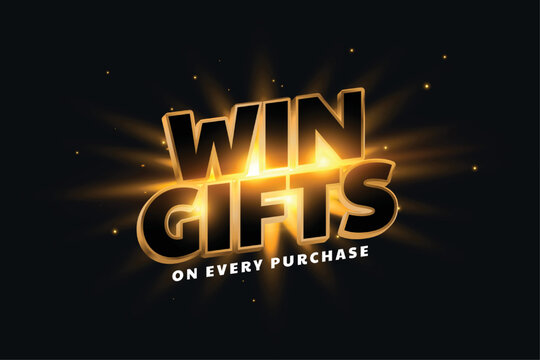 win gifts promotional background in glowing golden style