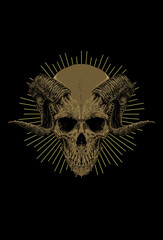 Skull with horn and light vector illustration