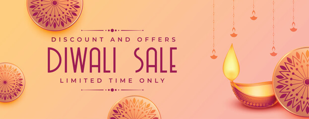 decorative shubh diwali discount and offer banner