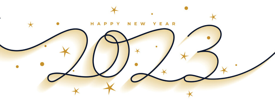 creative line style 2023 lettering new year banner