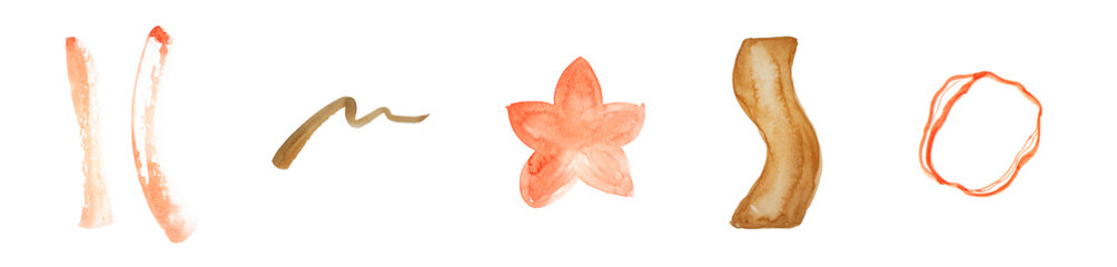 Watercolor abstract shapes isolated on white background. Perfect design for logo, headline and sale banner.