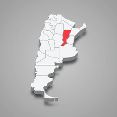 Naklejka premium Santa Fe region location within Argentina 3d map