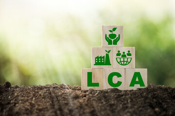 ISO LCA standard aims for limited climate changing. LCA, Life cycle assessment concept. Methodology...