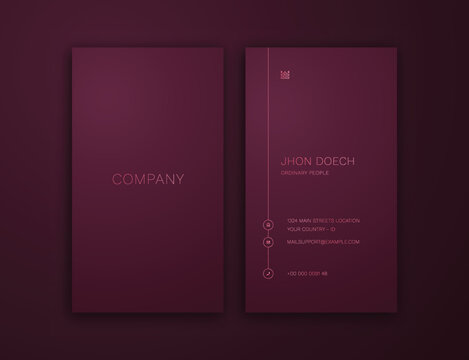 business card template,  vertical luxury editable business card template, rose gold and dark red vertical card name	
