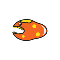 monster fish doodle cartoon concept.