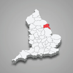 East Riding of Yorkshire county location within England 3d map