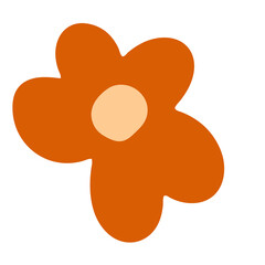 Simple and cute orange flower in childish hand drawn illustration style for design element