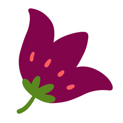 Simple and cute purple flower in childish hand drawn illustration style for design element