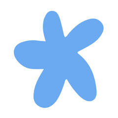 Simple and cute blue flower in childish hand drawn illustration style for design element