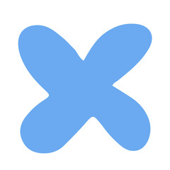 Simple and cute blue flower in childish hand drawn illustration style for design element