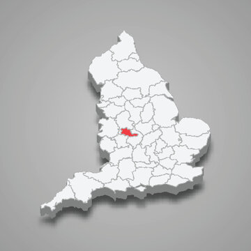 West Midlands county location within England 3d map