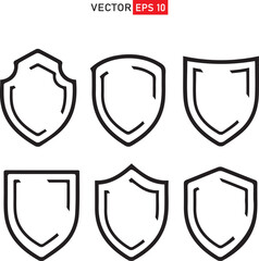 Collection of shield icon set vector template isolated. logo design, flat syle color editable vector illustration on blank background