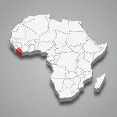  country location within Africa. 3d map Liberia