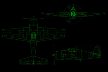 Avión de caza clásico de hélice embarcado f6f Hellcat