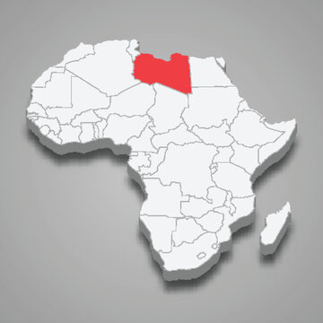 recommend clip art:  country location within Africa. 3d map Libya