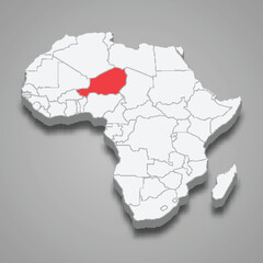  country location within Africa. 3d map Niger