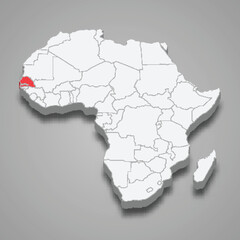  country location within Africa. 3d map Senegal