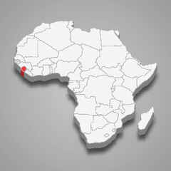  country location within Africa. 3d map Sierra Leone