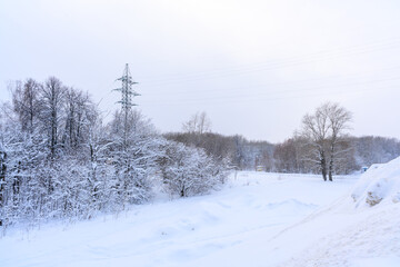 Winter christmas idyllic landscape.