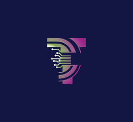 T letter Technology logo design. with Communication Service. Modern Design