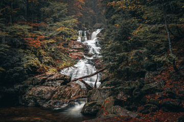 Herbst Ri&szlig;lochwasserf&auml;lle im Naturpark Bayerischer Wald. Bayern Deutschland